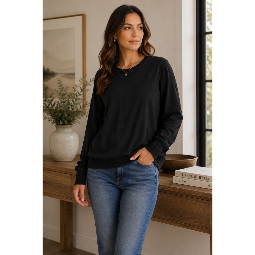 Splendid Top Womens‎ XXL Black Pullover Minimalist Loungewear Basic